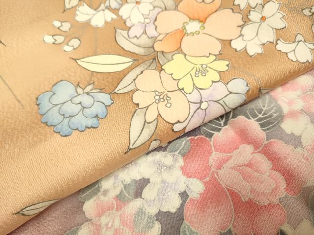 平和屋着物●創作　長襦袢　無双仕立て　草花文　正絹　逸品　DAAZ5337du
