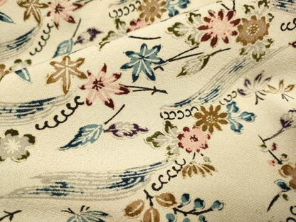 平和屋着物●創作　長襦袢　無双仕立て　草花文　正絹　逸品　DAAZ5337du