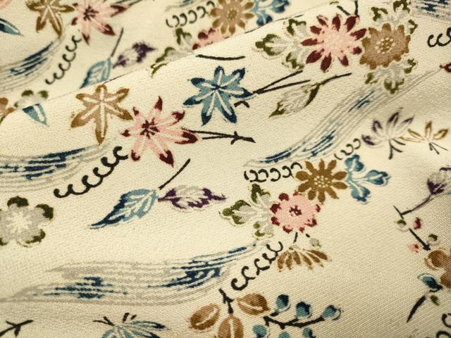 平和屋着物●創作　長襦袢　無双仕立て　草花文　正絹　逸品　DAAZ5337du