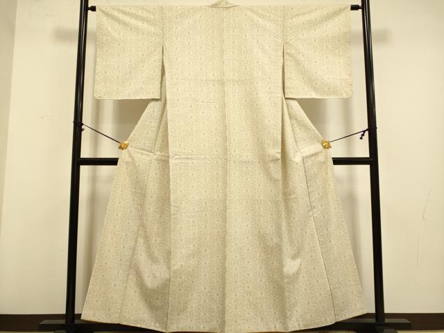 平和屋着物■上質な紬　麻の葉文様　正絹　逸品　DAAZ5370du
