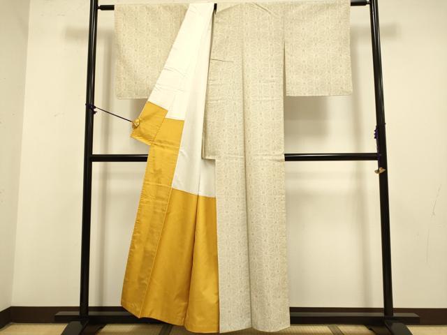 平和屋着物■上質な紬　麻の葉文様　正絹　逸品　DAAZ5370du