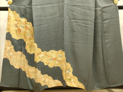 平和屋着物■訪問着　駒刺繍　草花文　金彩　正絹　逸品　DAAZ5371du