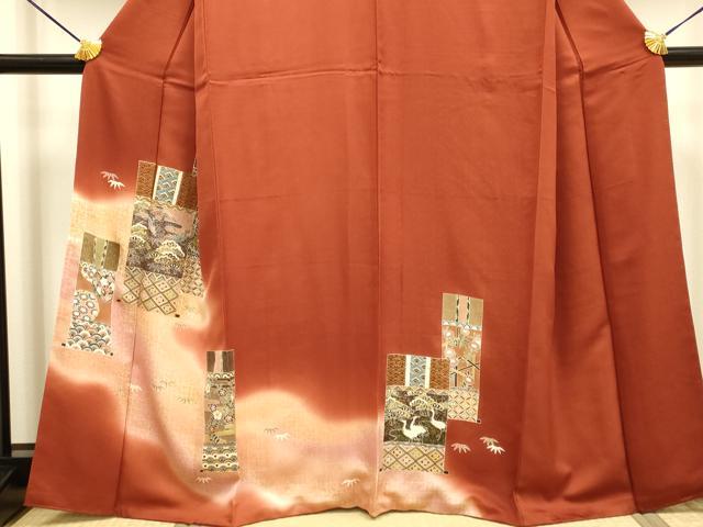平和屋着物■訪問着　吉祥花鳥文　暈し染め　金彩　正絹　逸品　DAAZ5378du