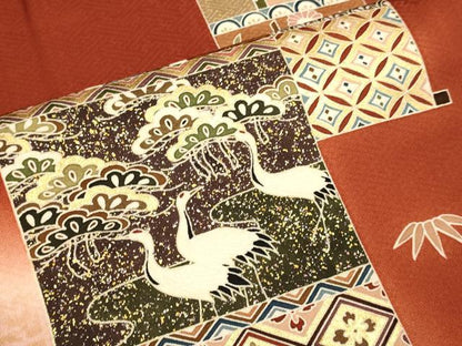 平和屋着物■訪問着　吉祥花鳥文　暈し染め　金彩　正絹　逸品　DAAZ5378du