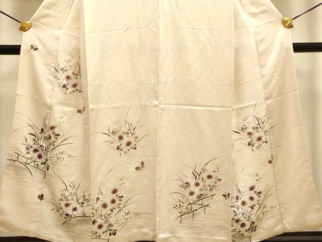 平和屋着物■訪問着　手描き　花蝶文　金彩　正絹　逸品　DAAZ5381du