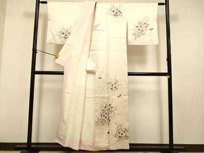 平和屋着物■訪問着　手描き　花蝶文　金彩　正絹　逸品　DAAZ5381du