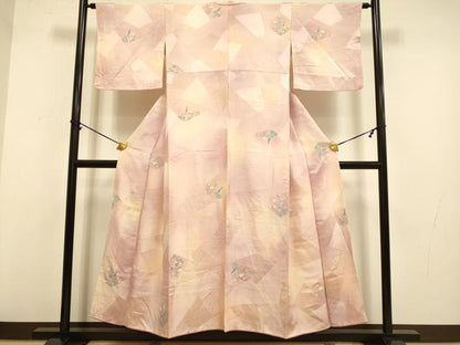 平和屋着物▼上質な小紋　地紋起こし　切嵌花文　暈し染め　正絹　逸品　DAAZ5393du