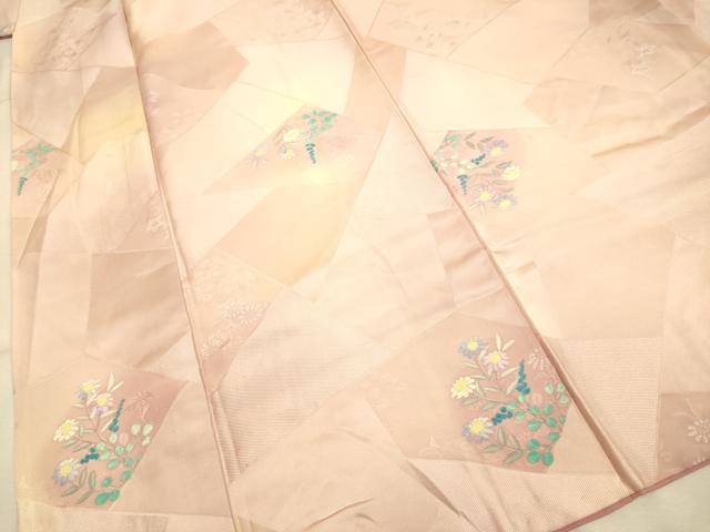 平和屋着物▼上質な小紋　地紋起こし　切嵌花文　暈し染め　正絹　逸品　DAAZ5393du