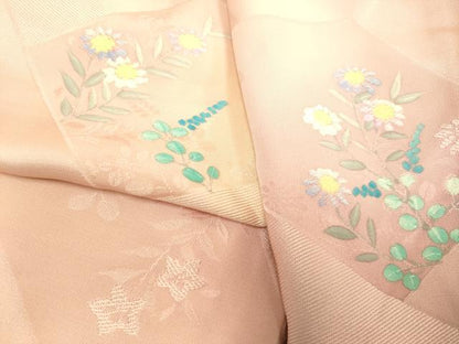 平和屋着物▼上質な小紋　地紋起こし　切嵌花文　暈し染め　正絹　逸品　DAAZ5393du
