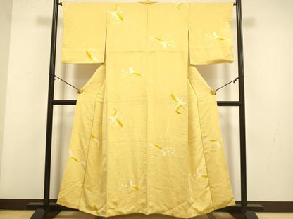 平和屋着物▼上質な小紋　地紋起こし　草花文　正絹　逸品　DAAZ5399du