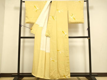 平和屋着物▼上質な小紋　地紋起こし　草花文　正絹　逸品　DAAZ5399du