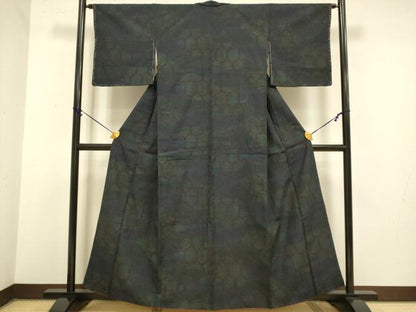 平和屋着物■上質な紬　亀甲文　正絹　逸品　DAAZ5418du