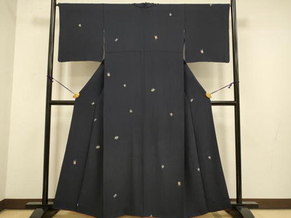 平和屋着物●上質な小紋　総刺繍　宝尽くし吉祥文　金糸　正絹　逸品　DAAZ5448du