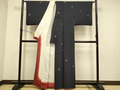 平和屋着物●上質な小紋　総刺繍　宝尽くし吉祥文　金糸　正絹　逸品　DAAZ5448du