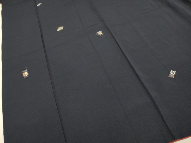 平和屋着物●上質な小紋　総刺繍　宝尽くし吉祥文　金糸　正絹　逸品　DAAZ5448du