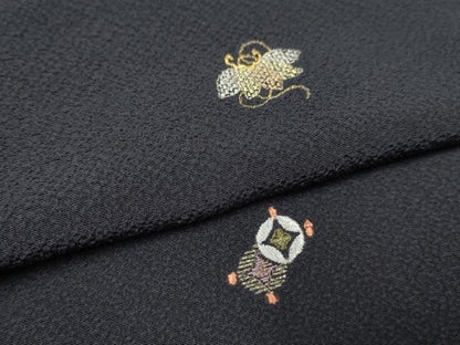 平和屋着物●上質な小紋　総刺繍　宝尽くし吉祥文　金糸　正絹　逸品　DAAZ5448du