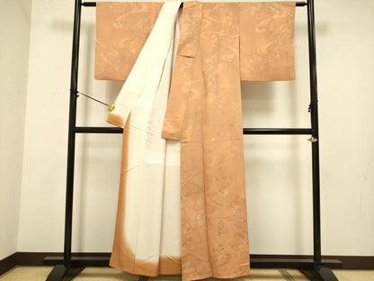 平和屋着物▼上質な小紋 地紋起こし 竜田川 暈し染め 正絹 逸品 DAAZ5473du