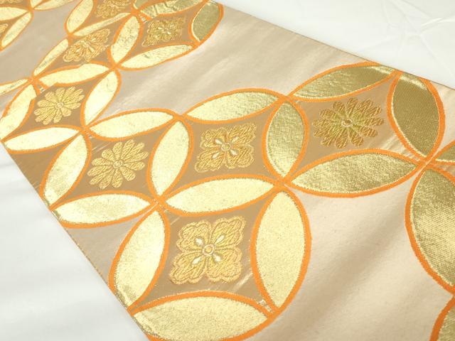平和屋着物◎六通柄袋帯　七宝花文　金糸　正絹　逸品　DAAZ5522ea