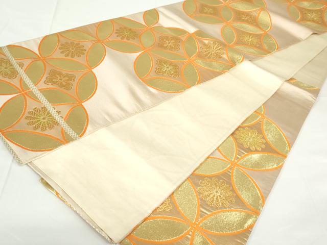 平和屋着物◎六通柄袋帯　七宝花文　金糸　正絹　逸品　DAAZ5522ea