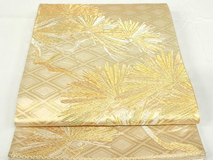 平和屋着物◎六通柄袋帯　老松　金銀糸　正絹　逸品　DAAZ5526ea