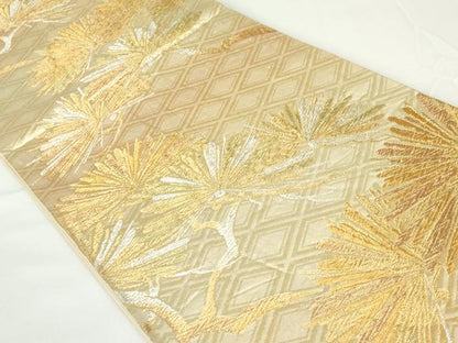 平和屋着物◎六通柄袋帯　老松　金銀糸　正絹　逸品　DAAZ5526ea