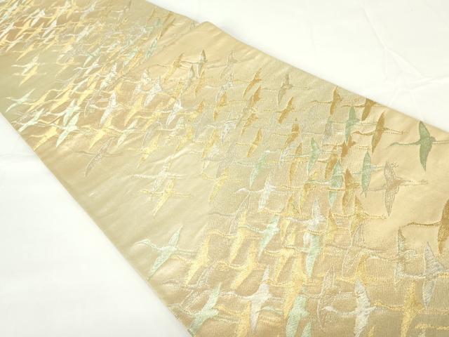 平和屋着物◎六通柄袋帯　飛鶴　金銀糸　正絹　逸品　DAAZ5531ea