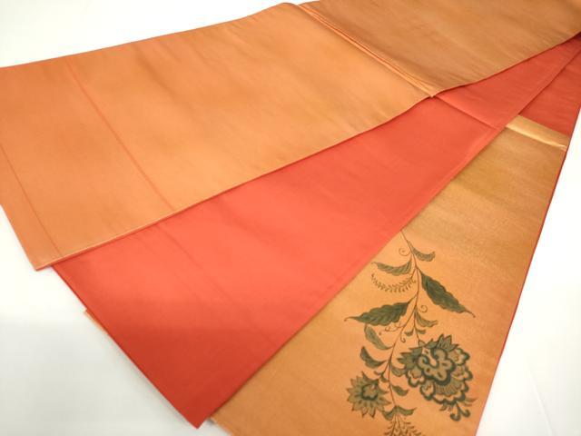 平和屋着物◎太鼓柄袋帯　手描き　鳳凰更紗花文　正絹　逸品　DAAZ5536ea