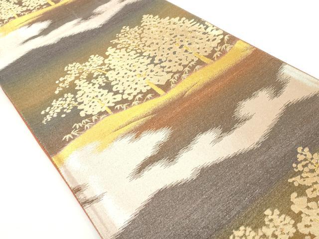 平和屋着物◎六通柄袋帯　樹林文　金糸　正絹　逸品　DAAZ5541ea