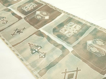 平和屋着物◎六通柄袋帯　壁画文様　引箔　正絹　逸品　DAAZ5544ea