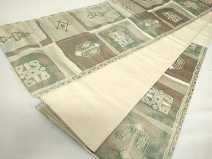 平和屋着物◎六通柄袋帯　壁画文様　引箔　正絹　逸品　DAAZ5544ea