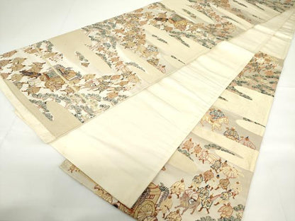 平和屋着物◎六通柄袋帯　大名行列　金糸　正絹　逸品　DAAZ5557ea