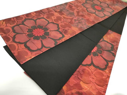 平和屋着物◎六通柄袋帯 花唐草文 正絹 逸品 DAAZ5570ea