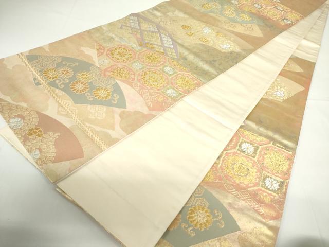 平和屋着物◎六通柄袋帯　地紙花唐草文　金銀糸　引箔　正絹　逸品　DAAZ5591ea