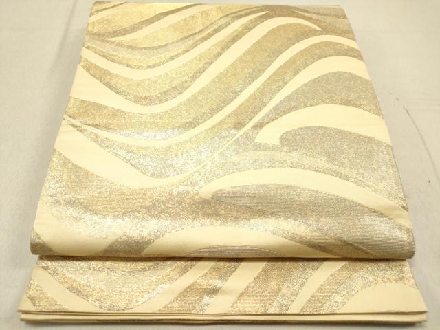 平和屋着物◎六通柄袋帯 流水文 金糸 正絹 逸品 DAAZ5640ea
