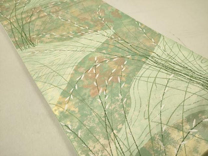 平和屋着物◎六通柄袋帯 流水葦文 金糸 引箔 正絹 逸品 DAAZ5643ea