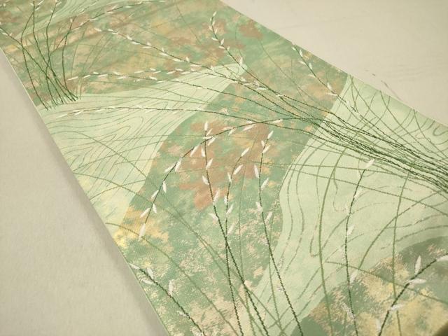 平和屋着物◎六通柄袋帯 流水葦文 金糸 引箔 正絹 逸品 DAAZ5643ea