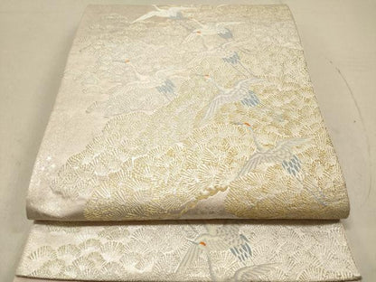 平和屋着物◎六通柄袋帯 飛鶴松文 金銀糸 正絹 逸品 DAAZ5657ea