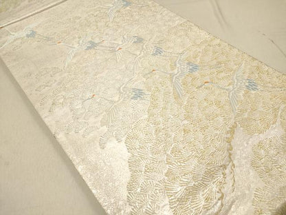 平和屋着物◎六通柄袋帯 飛鶴松文 金銀糸 正絹 逸品 DAAZ5657ea