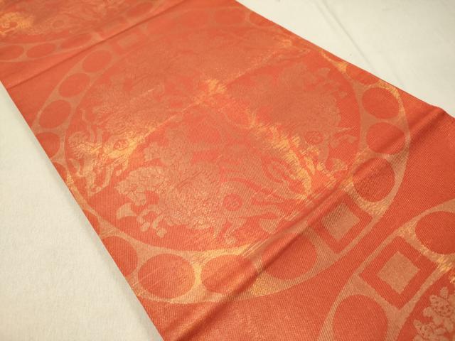 平和屋着物◎六通柄 本袋帯 狩猟丸文 金糸 正絹 逸品 DAAZ5660ea