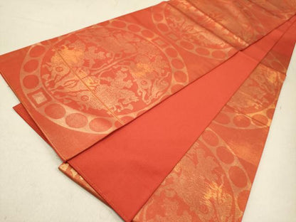 平和屋着物◎六通柄 本袋帯 狩猟丸文 金糸 正絹 逸品 DAAZ5660ea