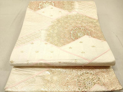 平和屋着物◎六通柄袋帯 唐織 松皮菱 正倉院花文 金銀糸 正絹 逸品 DAAZ5663ea