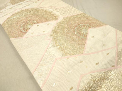 平和屋着物◎六通柄袋帯 唐織 松皮菱 正倉院花文 金銀糸 正絹 逸品 DAAZ5663ea