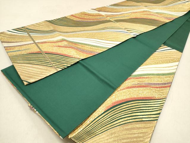 平和屋着物◎六通柄袋帯 よろけ縞 金糸 正絹 逸品 DAAZ5675ea