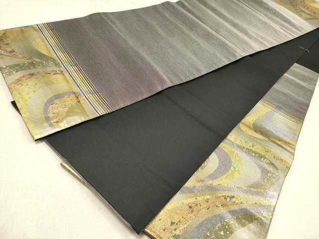 平和屋着物◎六通柄袋帯 文学の旅 流水文 螺鈿箔 正絹 逸品 DAAZ5678ea