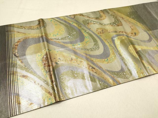 平和屋着物◎六通柄袋帯 文学の旅 流水文 螺鈿箔 正絹 逸品 DAAZ5678ea