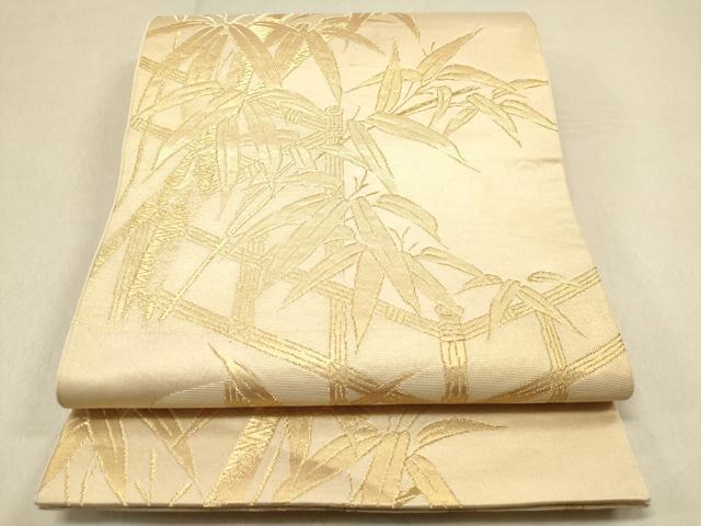平和屋着物◎六通柄袋帯 笹竹文 金糸 正絹 逸品 DAAZ5679ea