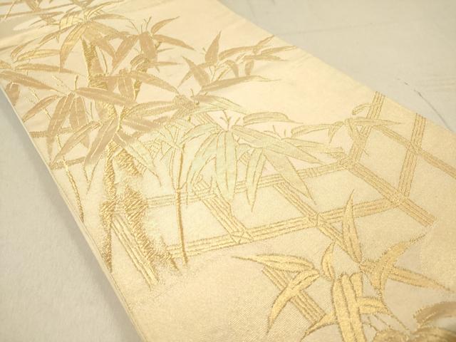 平和屋着物◎六通柄袋帯 笹竹文 金糸 正絹 逸品 DAAZ5679ea