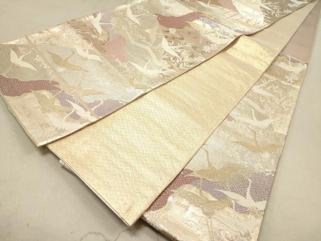 A 148六通帯 多彩金銀糸　美品 名品 幾何学 横段縞金糸 着物 A 148六通帯 多彩金銀糸 美品 名品 幾何学 横段縞