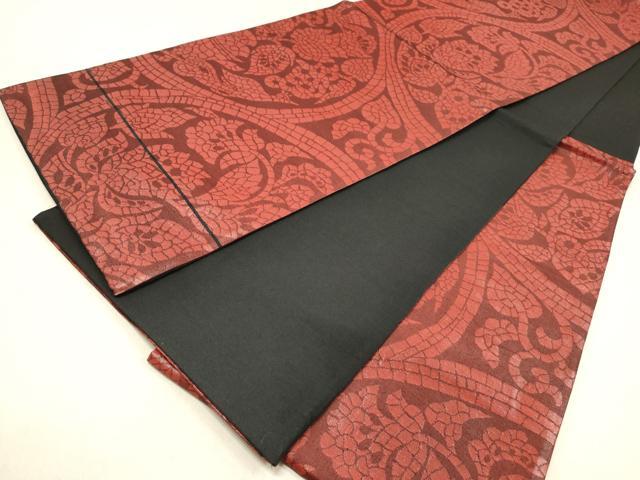 平和屋着物◎六通柄袋帯 さらさ 花鳥丸文 正絹 逸品 DAAZ5687ea