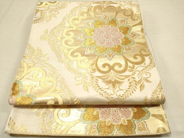 平和屋着物◎六通柄袋帯　花菱文　金銀糸　正絹　逸品　DAAZ5689ea